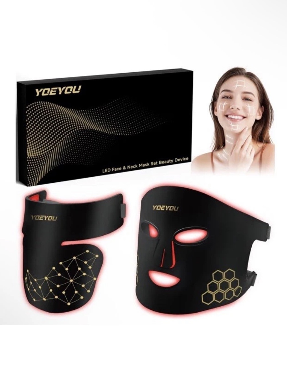 Red Light Therapy for Face and Neck 850nm Infrared & Red Light Mask 4 Modes NEW